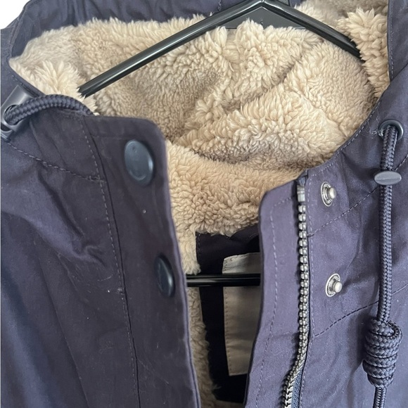 Navy blue Hooded Women's Coat - Picture 10 of 16